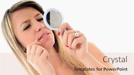  Presentation with brow - Slides enhanced with young-girl-cosmetic-beauty-isolated background and a coral colored foreground
