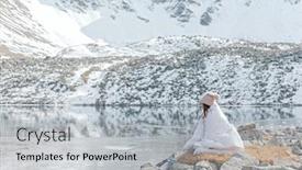  Presentation with winter scene - Slide deck with young-girl-covered-in-blanket background and a light gray colored foreground