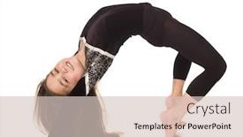  Presentation with gymnastics - Presentation design having young girl doing gymnastics isolated on white background background and a soft green colored foreground