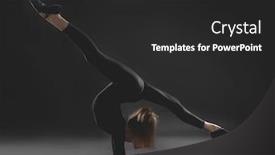  Presentation with gymnastics - Slides with young girl doing gymnastics on dark background background and a dark gray colored foreground