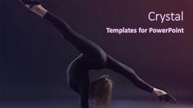  Presentation with gymnastics - Colorful PPT layouts enhanced with young girl doing gymnastics on dark background backdrop and a wine colored foreground