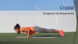  Presentation with corporate yoga - Slides featuring young girl doing morning core background and a light blue colored foreground