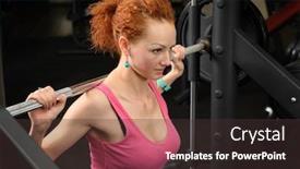  Presentation with barbell - Slide set enhanced with young girl doing squats with barbell background and a tawny brown colored foreground
