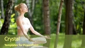  Presentation with yoga - Cool new slide deck with young girl doing yoga backdrop and a tawny brown colored foreground