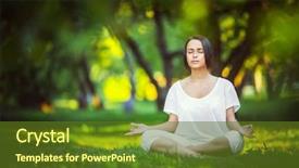  Presentation with yoga - Slide deck consisting of young girl doing yoga in the park background and a tawny brown colored foreground