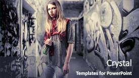  Presentation with girl teens - Slide set consisting of young girl drinking a beer background and a dark gray colored foreground