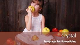 Presentation with apple - Presentation having young girl eating an apple background and a  colored foreground