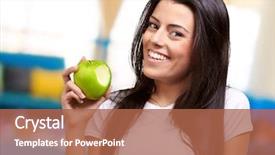  Presentation with indoor location - Colorful slides enhanced with young girl eating apple indoor backdrop and a red colored foreground