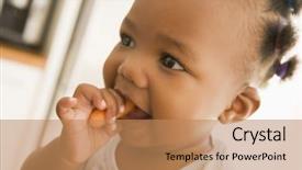  Presentation with eating - Audience pleasing slides consisting of young girl eating carrot indoors backdrop and a  colored foreground