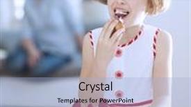  Presentation with cup cake - Slide set consisting of young girl eating cup cake background and a light blue colored foreground