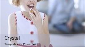  Presentation with cup cake - Amazing presentation having young girl eating cup cake backdrop and a light blue colored foreground