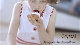  Presentation with cup cake - Presentation enhanced with young girl eating cup cake background and a light gray colored foreground