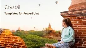  Presentation with hot air balloons - PPT theme featuring young-girl-enjoying-rooftop-view background and a cream colored foreground