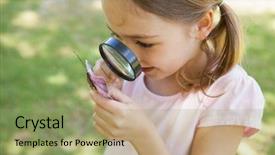  Presentation with detective magnifying glass - Colorful PPT layouts enhanced with young girl examining a butterfly backdrop and a seafoam green colored foreground