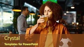  Presentation with sports bar - PPT layouts with young-girl-football-fan-drinking background and a tawny brown colored foreground