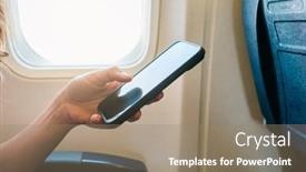  Presentation with smartphone - Presentation design enhanced with young-girl-hand-using-smartphone background and a coral colored foreground