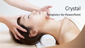  Presentation with beauty - Colorful PPT theme enhanced with young girl having a massage backdrop and a sky blue colored foreground