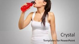  Presentation with gray - Amazing PPT theme having young girl having isotonic drink backdrop and a  colored foreground