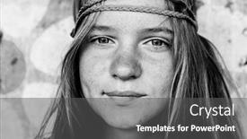  Presentation with hippie - Presentation consisting of young-girl-hippie-style-close background and a dark gray colored foreground