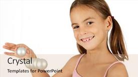  Presentation with pendulum clock - PPT theme having young girl holding a pendulum background and a coral colored foreground