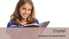  Presentation with bible - Beautiful presentation theme featuring young girl holding bible backdrop and a coral colored foreground