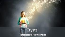  Presentation with fume - Colorful theme enhanced with young girl holding bucket with flying out fume backdrop and a dark gray colored foreground