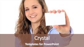  Presentation with calling card - PPT theme consisting of young girl holding calling card background and a tawny brown colored foreground