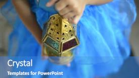  Presentation with ramadan kids - Presentation theme consisting of young girl holding classic islamic background and a teal colored foreground