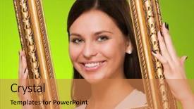  Presentation with fancy - PPT theme enhanced with young girl holding frame background and a  colored foreground
