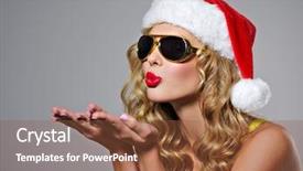  Presentation with sexy santa woman red - Slides enhanced with young girl holds little christmas background and a tawny brown colored foreground