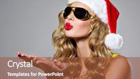  Presentation with sexy girl - Theme with young girl holds little christmas background and a tawny brown colored foreground