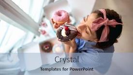  Presentation with sweet pastry - Amazing slide deck having young-girl-in-a-pleasant backdrop and a light blue colored foreground