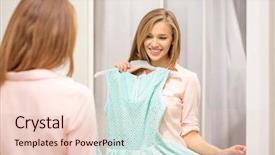  Presentation with group of three young girl - Presentation theme with young girl in a shop background and a lemonade colored foreground