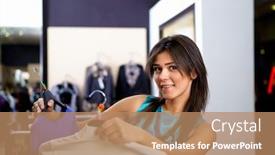  Presentation with clothes shop - Presentation theme with young-girl-in-a-shop background and a coral colored foreground