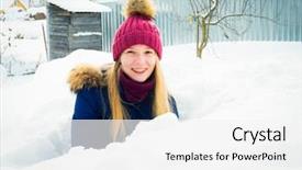  Presentation with disabled people lonely girl - Slides featuring young girl in a snowdrift background and a  colored foreground