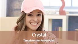  Presentation with baseball - Presentation design featuring young girl in baseball cap background and a coral colored foreground