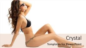  Presentation with group of three young girl - Colorful presentation enhanced with young girl in bikini isolated backdrop and a coral colored foreground