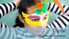  Presentation with horses and girl - PPT layouts with young girl in catwoman costume background and a light blue colored foreground