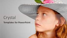  Presentation with fancy - Beautiful slides featuring young girl in fancy hat looking away backdrop and a mint green colored foreground