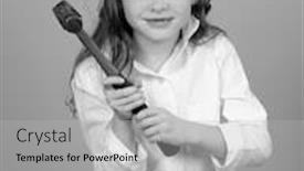  Presentation with hat - PPT theme enhanced with young-girl-in-hard-hat background and a light gray colored foreground