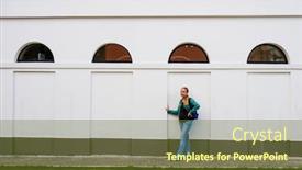  Presentation with old young - Theme consisting of young-girl-in-jeans-stands background and a tawny brown colored foreground