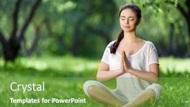  Presentation with lotus - Beautiful PPT theme featuring young girl in lotus pose outdoors backdrop and a tawny brown colored foreground