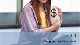  Presentation with concept - Beautiful presentation theme featuring young-girl-in-online-business backdrop and a light blue colored foreground