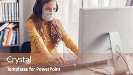  Presentation with distance learning - Audience pleasing PPT theme consisting of young-girl-in-quarantine-coronavirus backdrop and a coral colored foreground