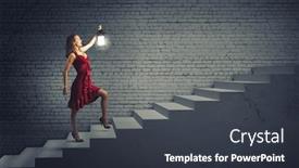  Presentation with case - Amazing PPT theme having alice wonderland - young girl in red dress backdrop and a dark gray colored foreground