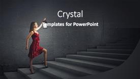  Presentation with case - Beautiful PPT layouts featuring alice wonderland - young girl in red dress backdrop and a dark gray colored foreground