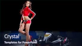  Presentation with car racing - Colorful slide set enhanced with young girl in red racing backdrop and a navy blue colored foreground