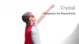  Presentation with super girl - Theme enhanced with young girl in super hero concept isolated on white background and a white colored foreground