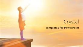  Presentation with costume - Presentation design featuring young-girl-in-superhero-costume background and a blonde colored foreground