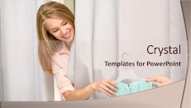  Presentation with room - Slide set enhanced with young girl in the dressing background and a lemonade colored foreground